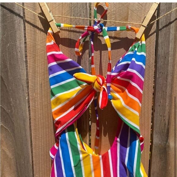 Show Me Your Mumu Mai Double Tie Rainbow Swimsuit High Rise size XS - Picture 6 of 10